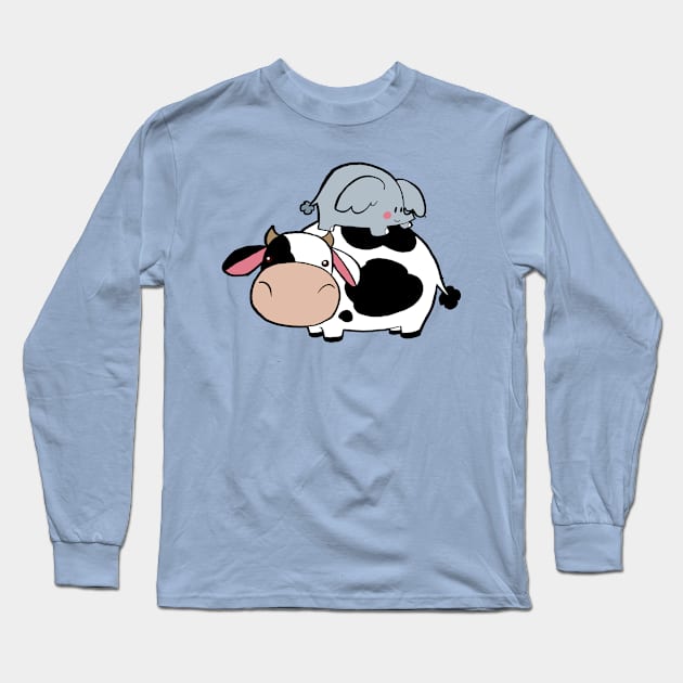 Sloth and Cow Long Sleeve T-Shirt by saradaboru